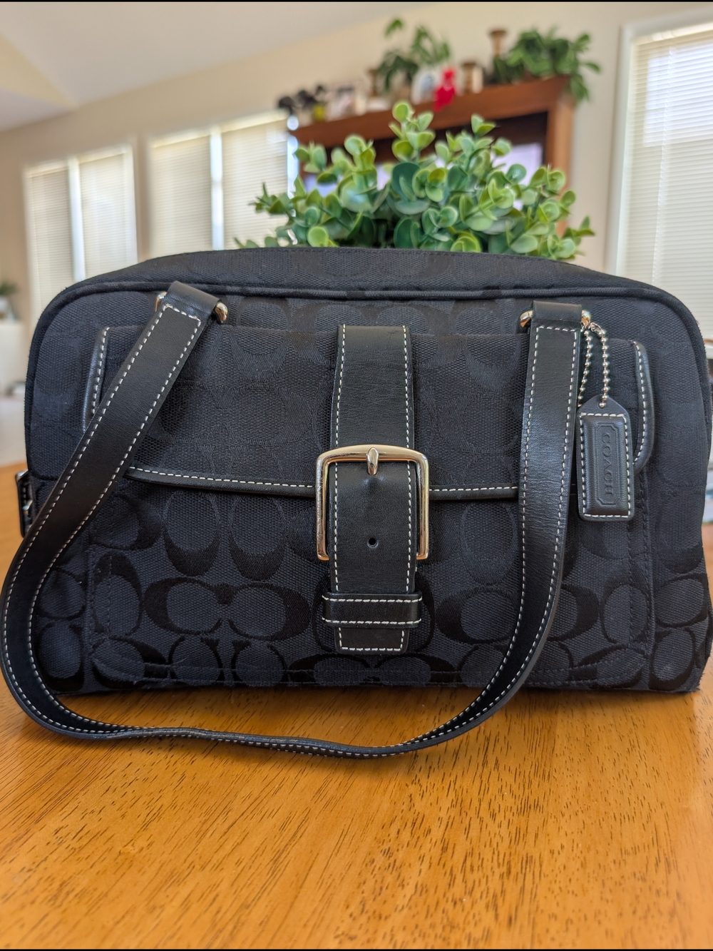 Vintage Coach Soho Signature Jacquard Black Shoulder Bag